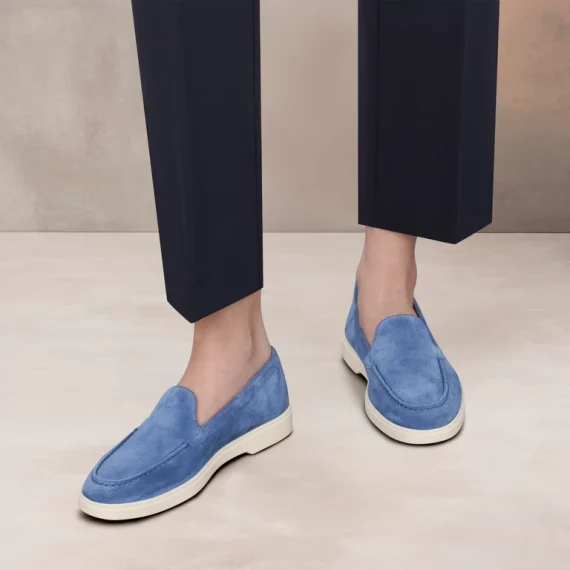 Santoni - Women's blue suede loafer - Image 2