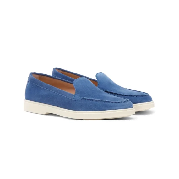 Santoni - Women's blue suede loafer - Image 3