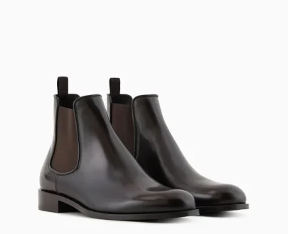 Giorgio Armani – Antique-effect leather ankle boots